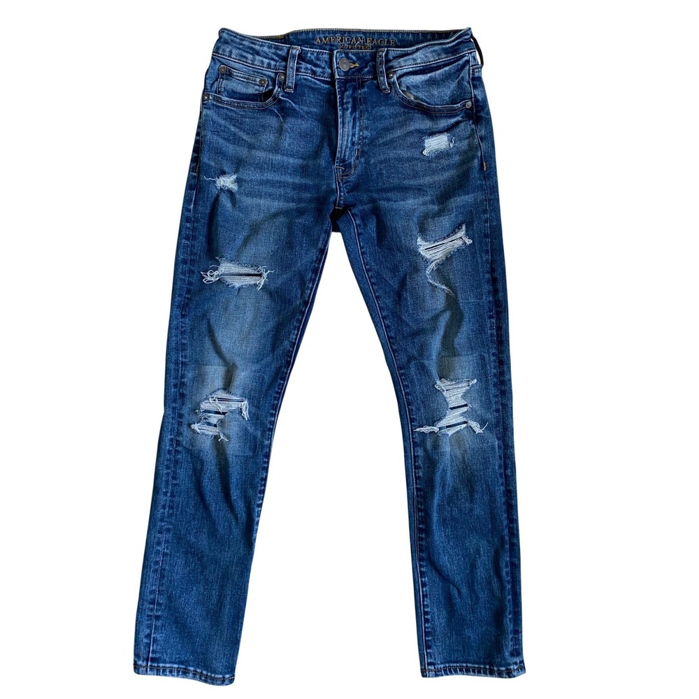 American Eagle Ne(x)t Level Flex Slim Distressed Blue Jeans 31x30 Women‎
